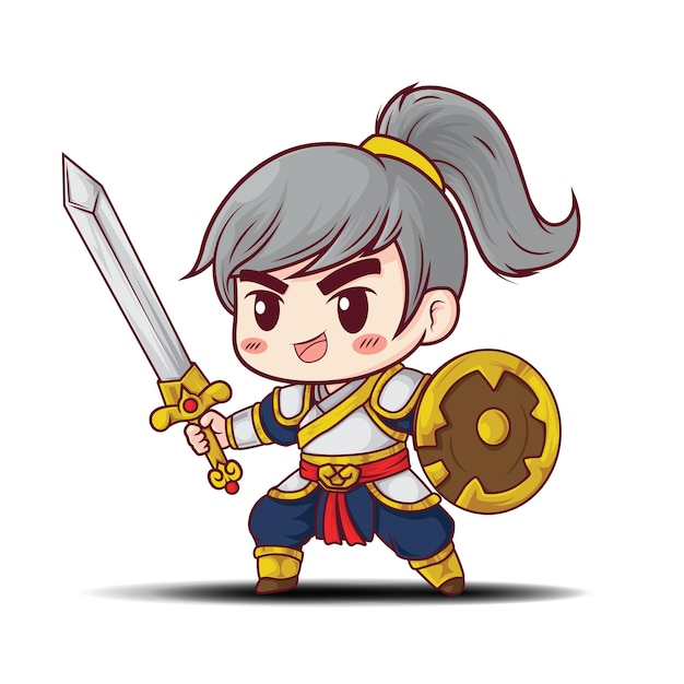 Vector cute chinese warrior character vector shibi cartoon