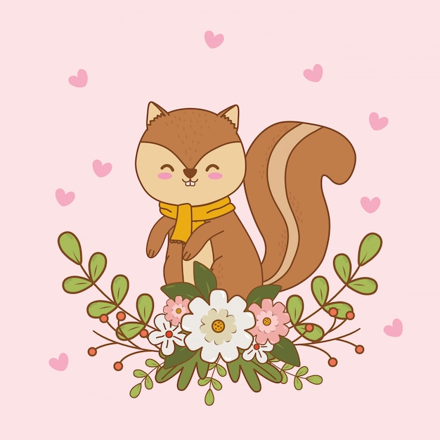 Vector cute chipmunk woodland character