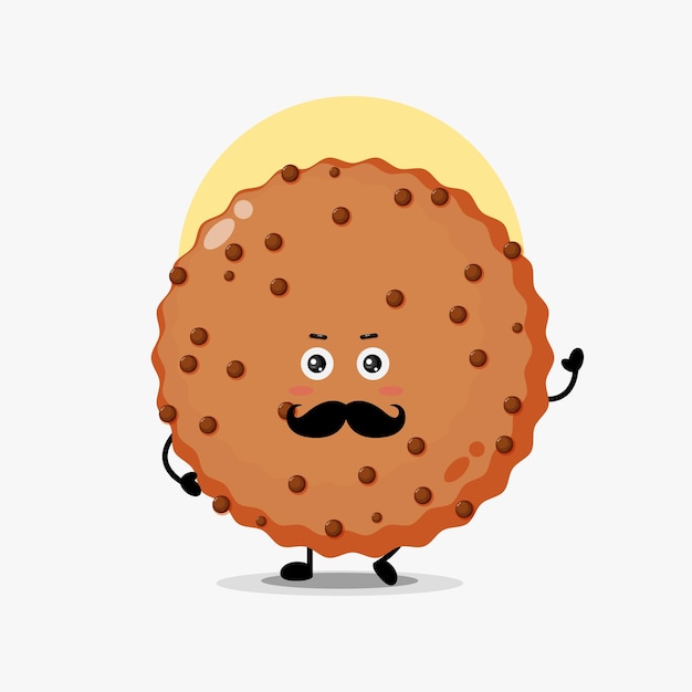 Cute chocolate cookie character with mustache