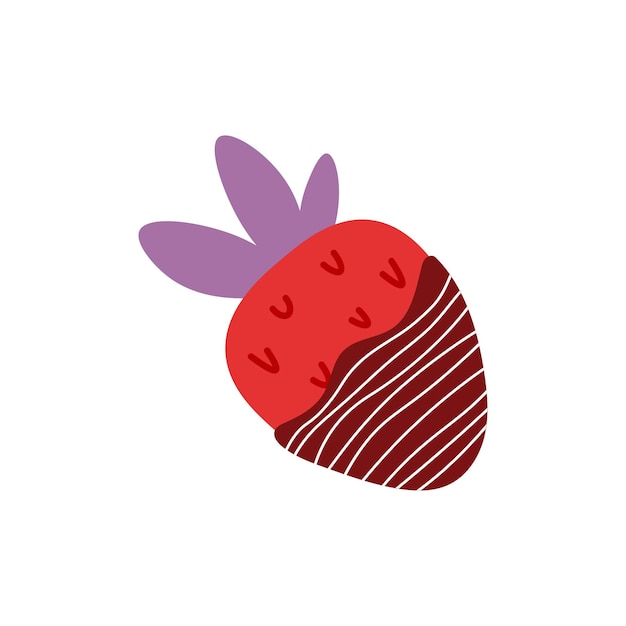 Vector cute chocolate covered strawberry vector romantic glazed strawberry clipart