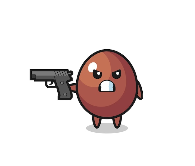 The cute chocolate egg character shoot with a gun