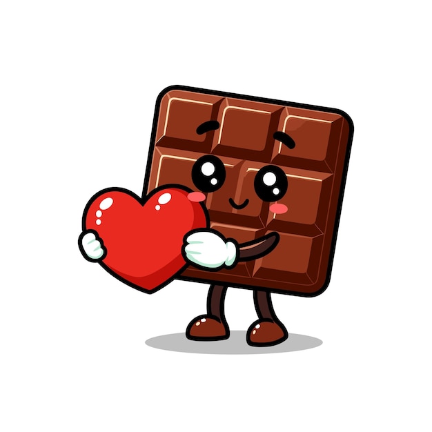 cute chocolate give love cartoon vector icon illustration