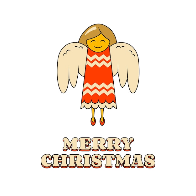 Симпатичный рождественский ангел в красном платье с орнаментом