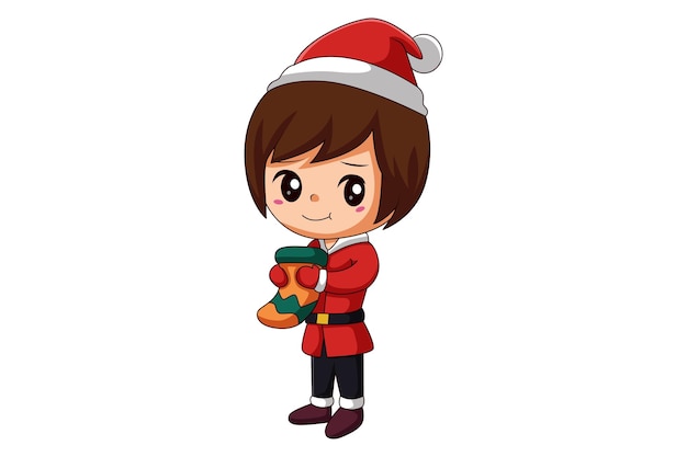 Vector cute christmas boy cartoon character design