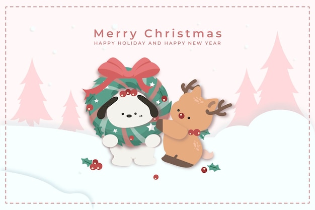 Cute christmas card instagram social media background design template