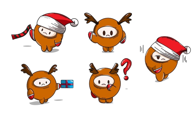 Cute christmas cartoon character reindeer clothes