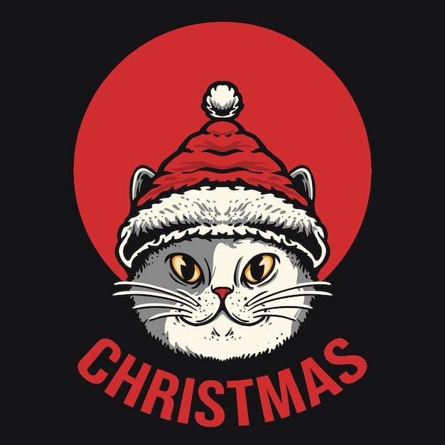 Cute Christmas Cat Vector Illustration