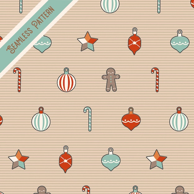 Cute christmas decoration seamless pattern Premium Vector