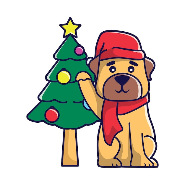 クリスマス衣装イラストでかわいいクリスマス犬