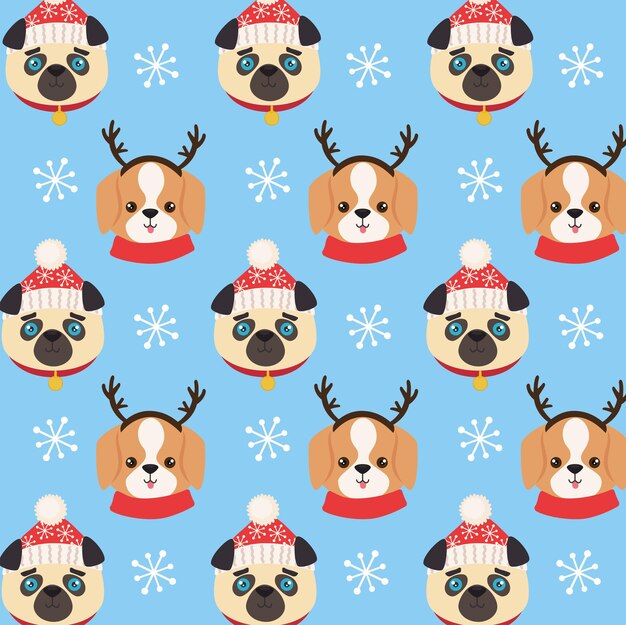 Cute christmas dogs pattern