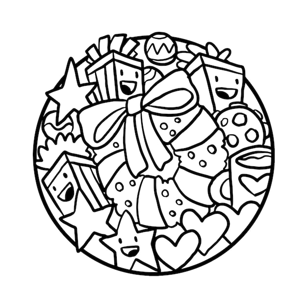 Cute Christmas Doodle Coloring page