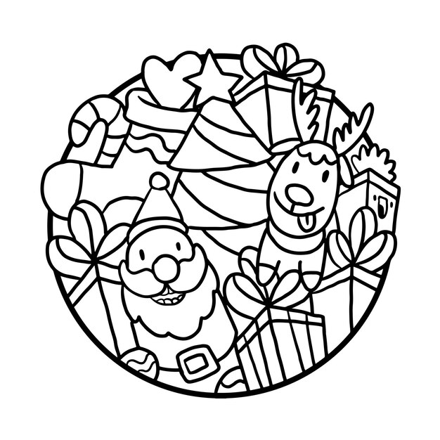 Cute Christmas Doodle Coloring page