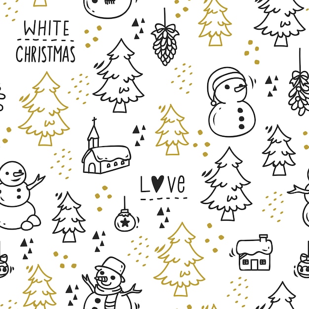 Cute christmas doodle seamless background