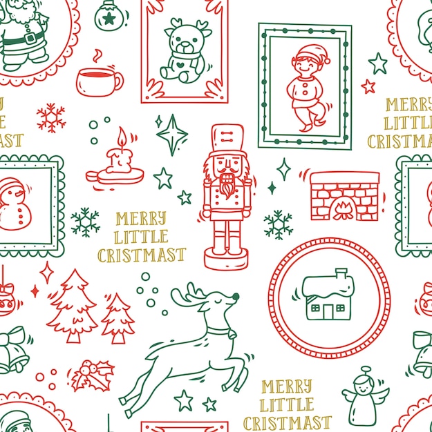 Cute Christmas doodle seamless background