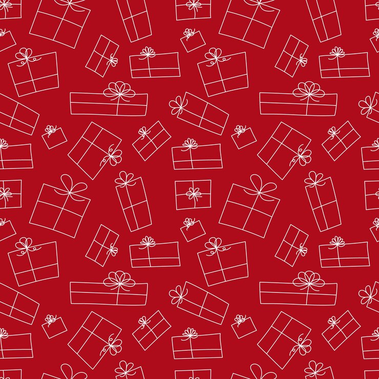Vector cute christmas doodle style pattern handdrawn gift boxes infinite texture digital paper pattern