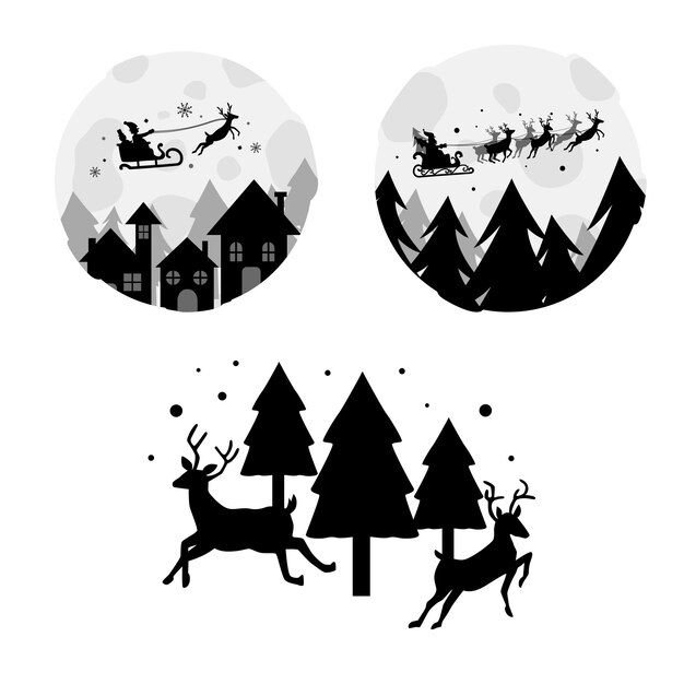 Vector cute christmas element holiday decor party xmas postcard