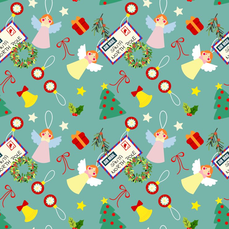 वेक्टर cute christmas elements seamless pattern.