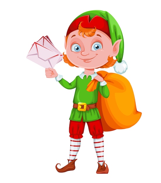 Cute Christmas elf cartoon character