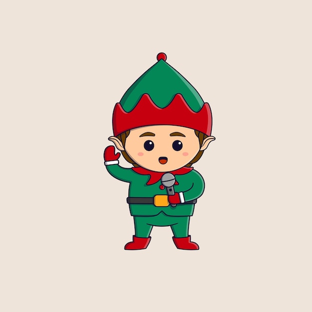 Cute christmas elf singing