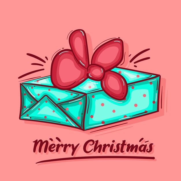 Vector cute christmas gift on pink background