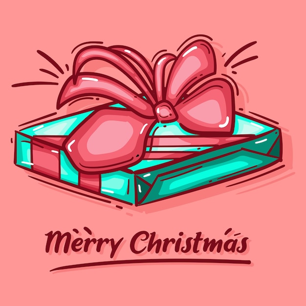 cute christmas gift on pink background