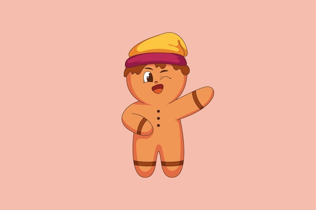 귀여운 크리스마스 진저브레드 캐릭터 디자인 일러스트