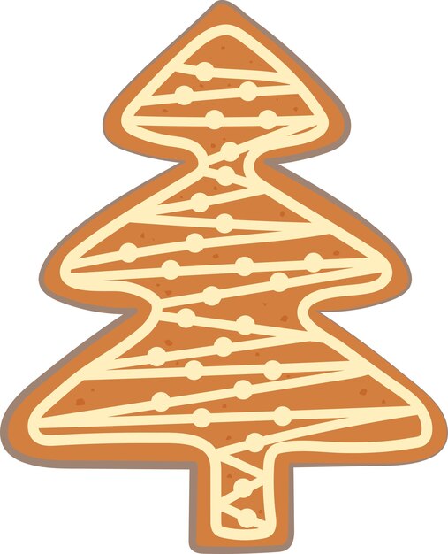 Cute Christmas Gingerbread Tree Bake Decoration Doodle Illustration Graphic Element