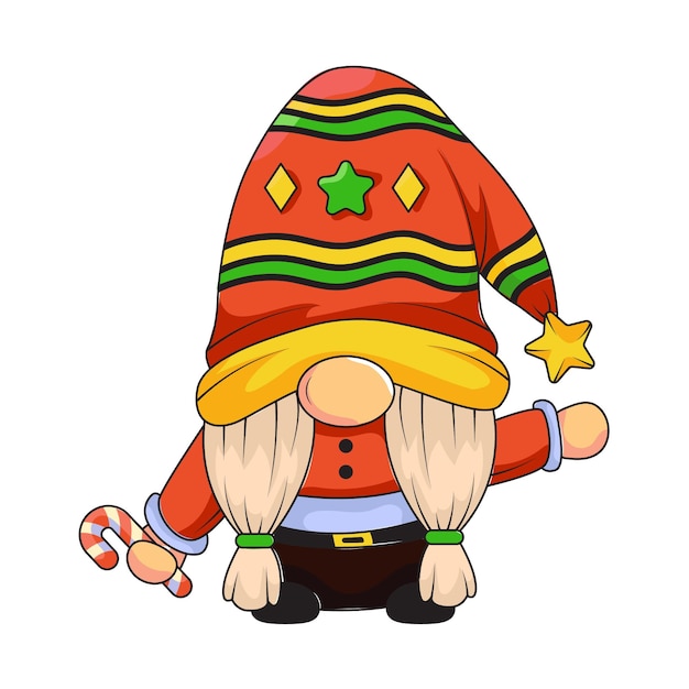 Vector cute christmas gnome illustration