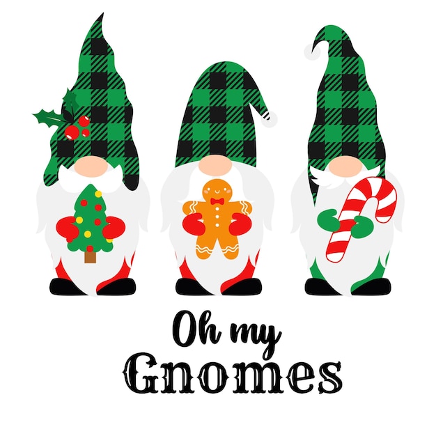 Vector cute christmas gnomes. nordic gnomes in cartoon style