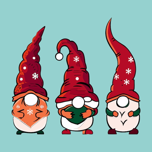 Cute Christmas gnomes vector