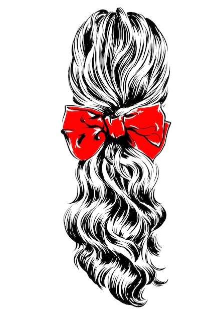 Vector cute christmas hairstyles for long hair