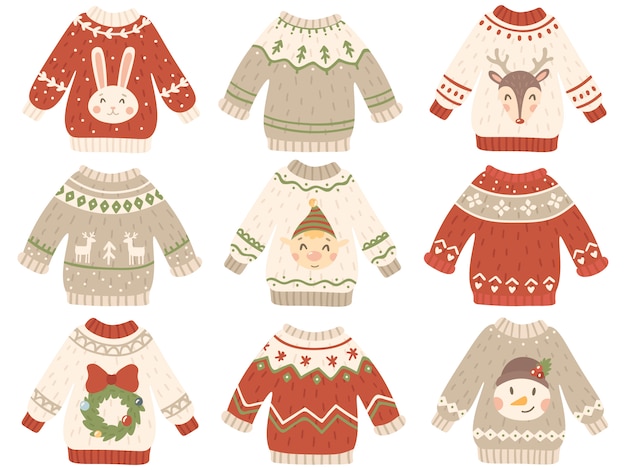 Vector cute christmas jumper set