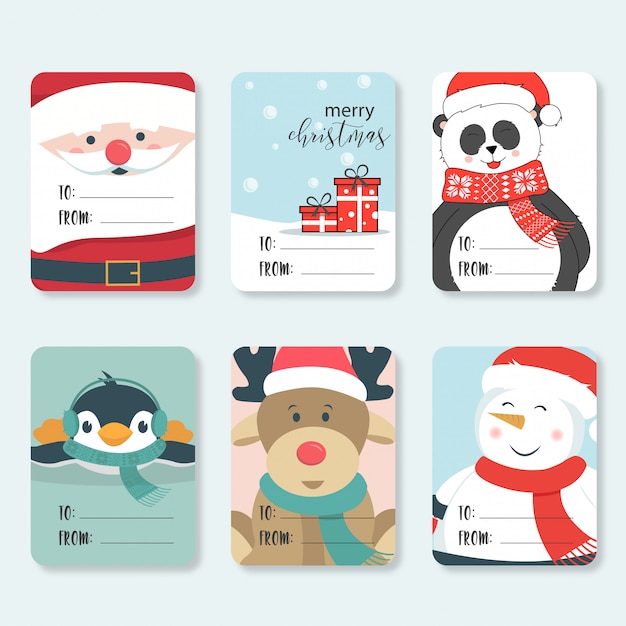 Cute Christmas labels set