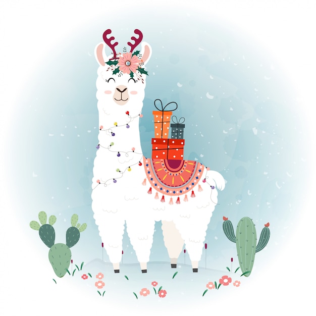 Cute christmas llama.