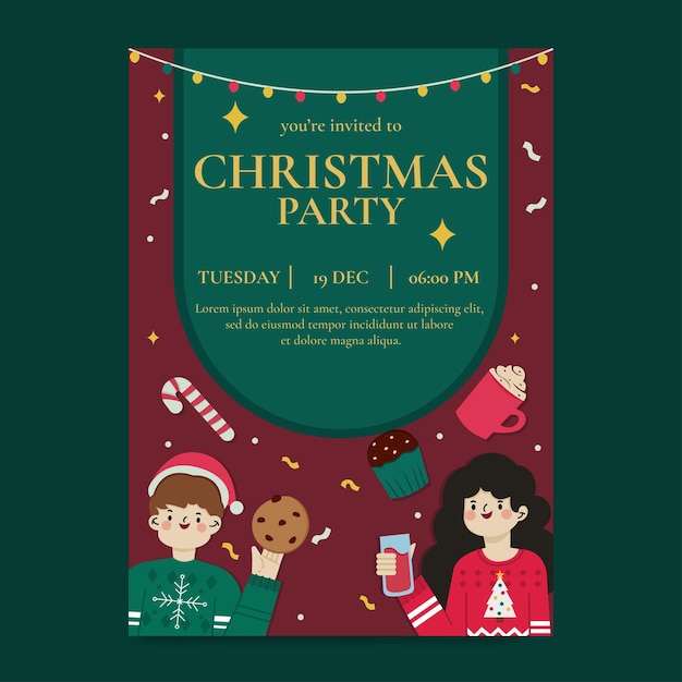 Vector cute christmas night party invitation