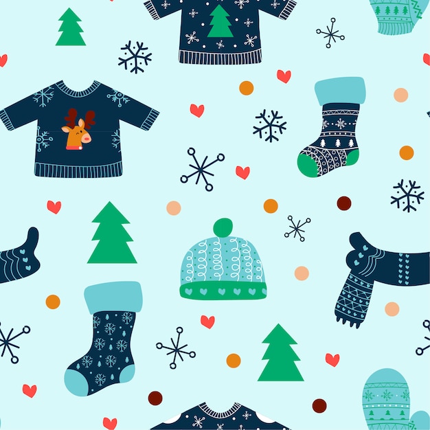 Cute Christmas pattern with elements