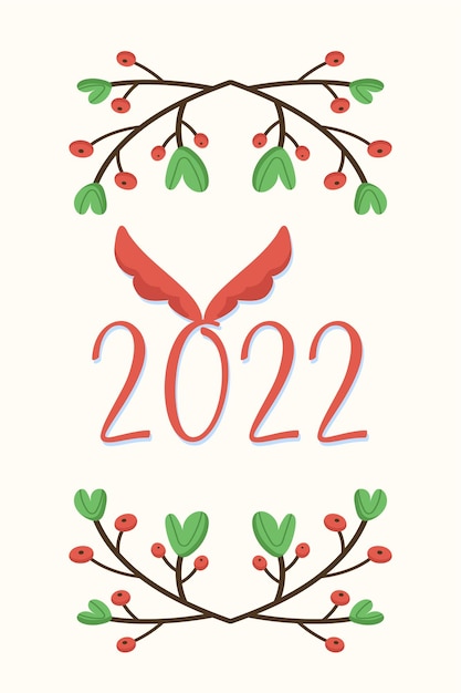 Vector cute christmas poster with branches frame and 2022