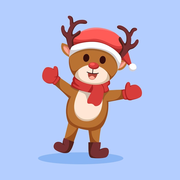 Cute Christmas Reindeer Cartoon Illustration