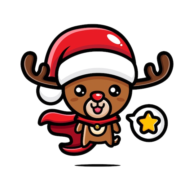 Cute christmas reindeer is a super hero