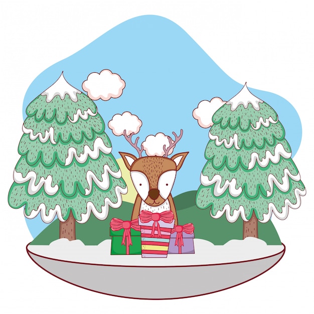 cute christmas reindeer in the snowscape