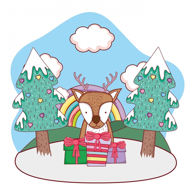 cute christmas reindeer in the snowscape