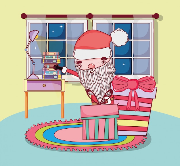 Cute christmas santa claus with gift present