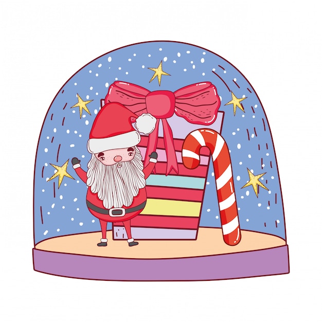 cute christmas santa claus with gift present