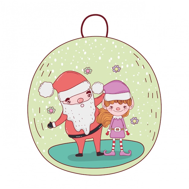 Cute christmas santa claus with helper