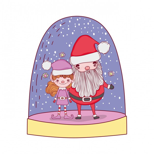 cute christmas santa claus with helper