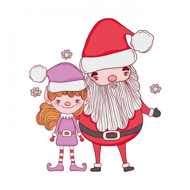 cute christmas santa claus with helper