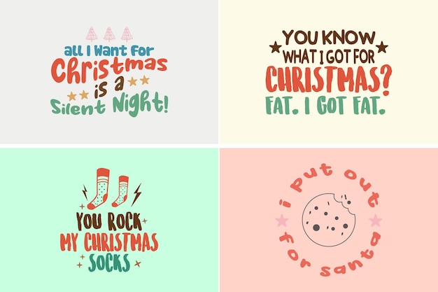 Vettore cute_christmas_sayings_svg_bundle