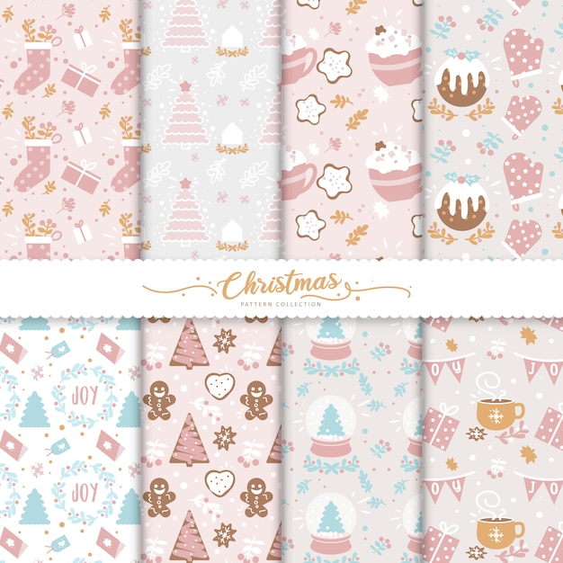 Cute christmas seamless pattern collection