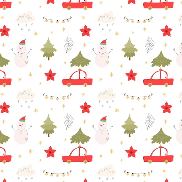 Vector cute christmas seamless pattern design