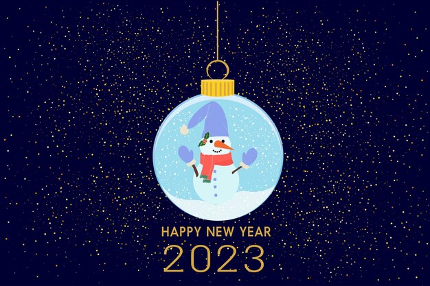 Cute Christmas snowman and Christmas ball Festive winter concept